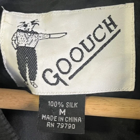 Vintage GOOUCH Bomber Jacket 100% Silk 90’s Abstract Print Full Zip - Picture 3 of 9